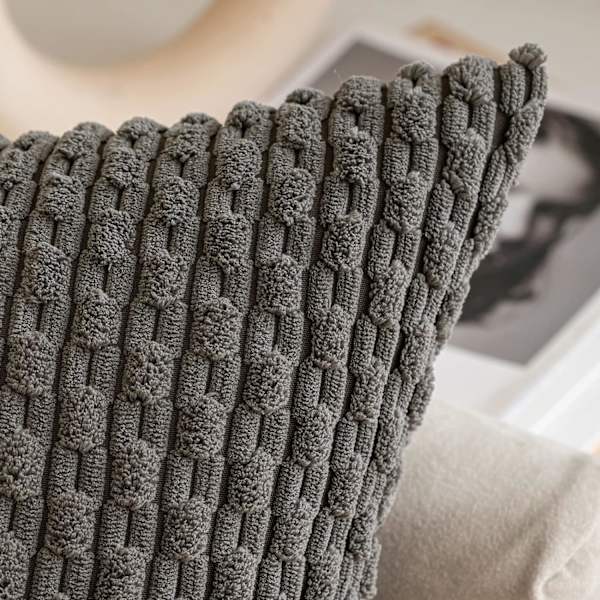 Syksyn heittotyynynpäälliset Pehmeä sametti Koristeellinen Boho-raita tyynyliinat Neliön muotoinen tyynynpäällinen Maalaistalon sisustus, 20x20 tuumaa