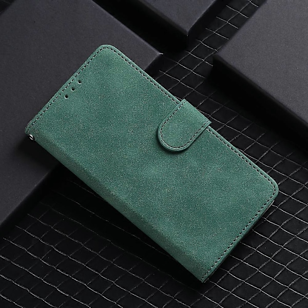 Magnetisk Flip-telefondeksel i Skinn med Hudfølelse Green For ZTE Blade V70 Max