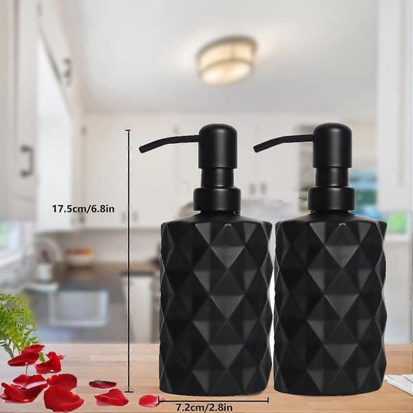 Sæbedispenser i glas, 330 ml sæbedispenser med rustfri metalpumpe, 12 oz genopfyldelig håndsæbeflaske 2 stk.