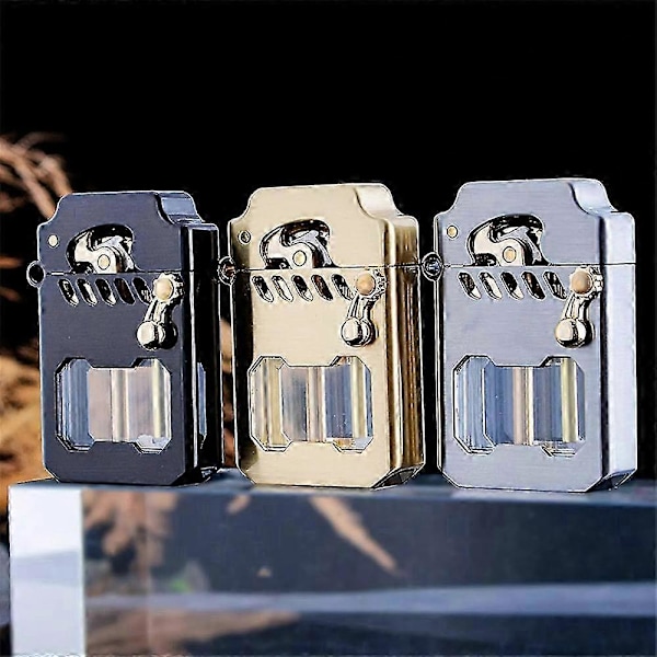Mecha Metal Rocker Tändare (utan Bränsle), Retro Fotogen Vindsäker Tändare Silver