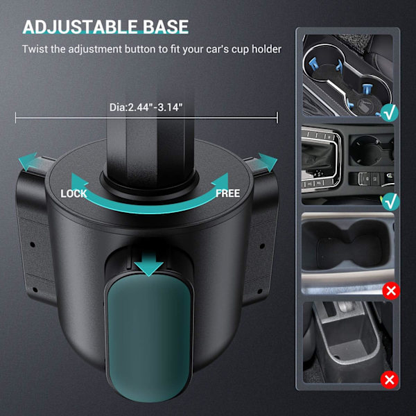 Auton mukitelineen tablet-teline, yleinen tabletti- ja älypuhelinteline autoon, yhteensopiva 4\" - 11\" laitteiden kanssa