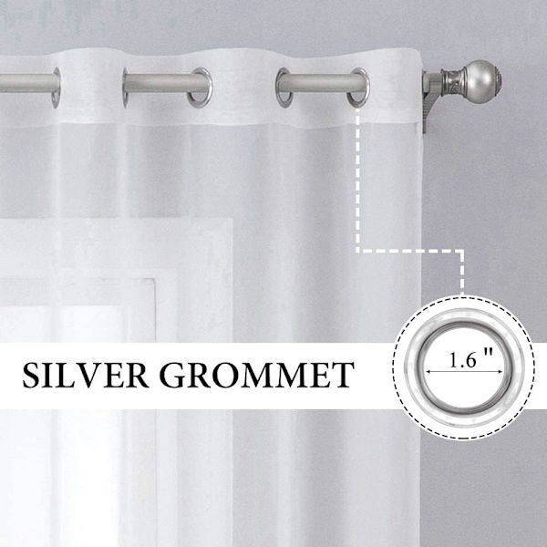 Vita gardiner 84 tum långa för sovrum vardagsrum - Öglor eleganta ljusfiltrerade draperier, enfärgad, B94 cm x L213 cm, set om 2