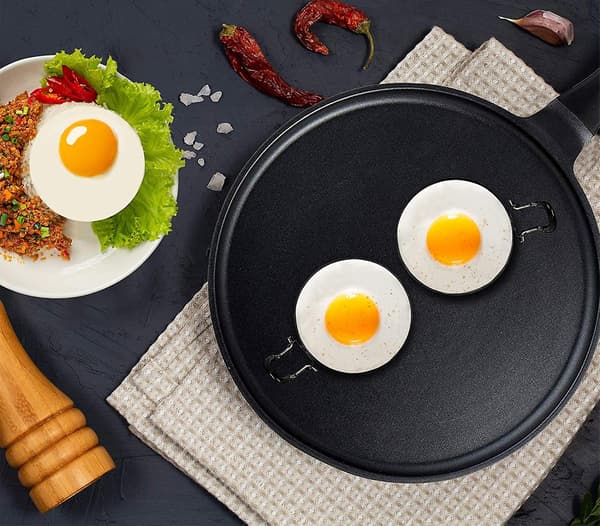 Rustfrie eggkokeringer pannekakeform for stekte egg og omeletter - 4 stykker