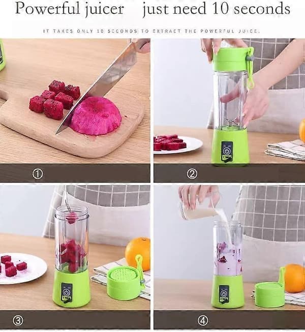 Bærbar USB Genopladelig Blenderkop 380ml med 6 Rustfri Stålblade til Smoothies og Shakes
