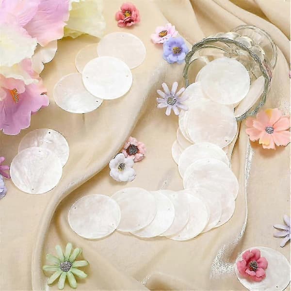 180 Pcs Round Natural Seashell Capiz Sea Shells 2 Inch Oyster Shells For Crafts With 2 Holes Sea Shell Discs