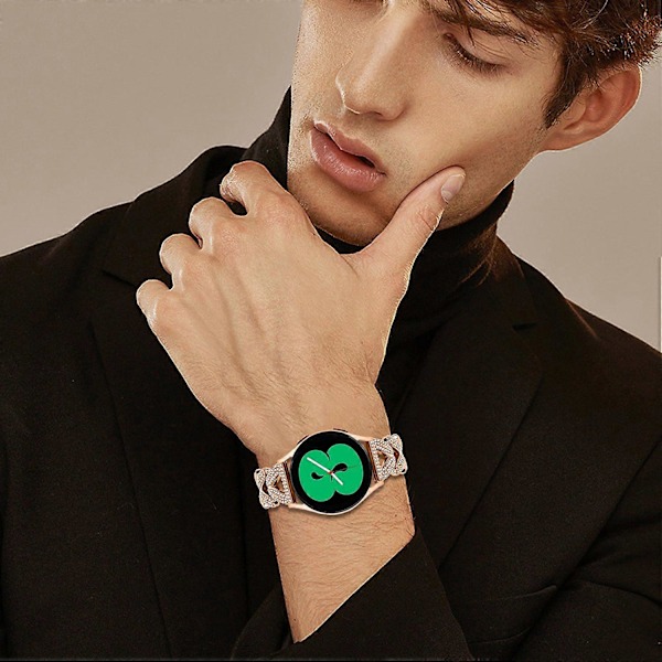 Twisted klokkereim i sinklegering med rhinsteinsdekor for Garmin Vivomove Luxe/GarminMove Luxe Style D
