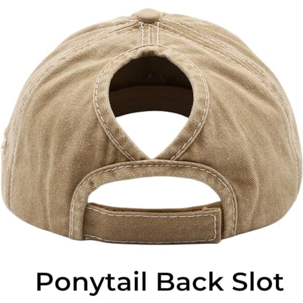 Dame Hestehale Høy Messy Bun Hatter Distressed Baseball Caps Ukonstruert Vasket Pappa Hat Jenter Trucker Ponycaps