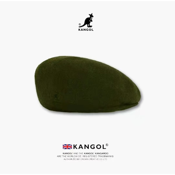 Kangol 504 Litteä Lippalakki Miehille ja Naisille Rento Beretti Hattu Talvi Newsboy-Lakki Miehille ja Naisille Armégrönt L（58-60cm）