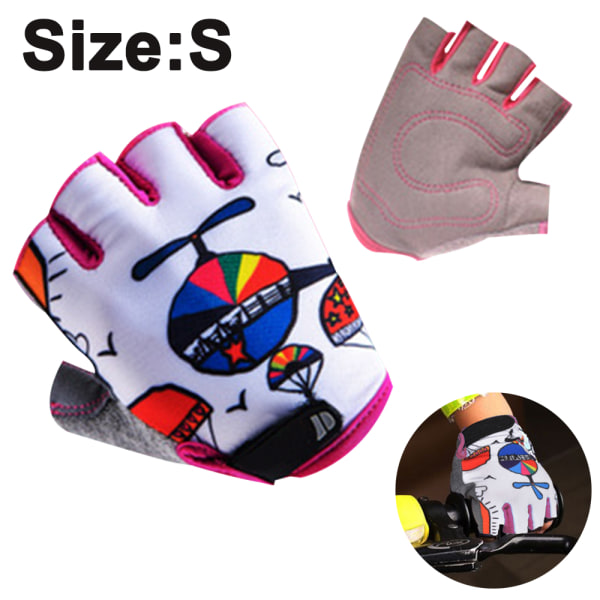 Cykelhandskar | Fingerlösa handskar för barn | Perfekt för cykel, skoter & skateboard | Perfekt för pojkar och flickor-Rosa-S