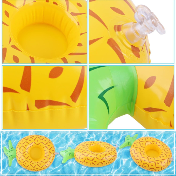 Uppblåsbara dryckeshållare, 8-pack uppblåsbara dryckeshållare koppunderlägg simdryckeshållare med luftpump för sommarpoolparty