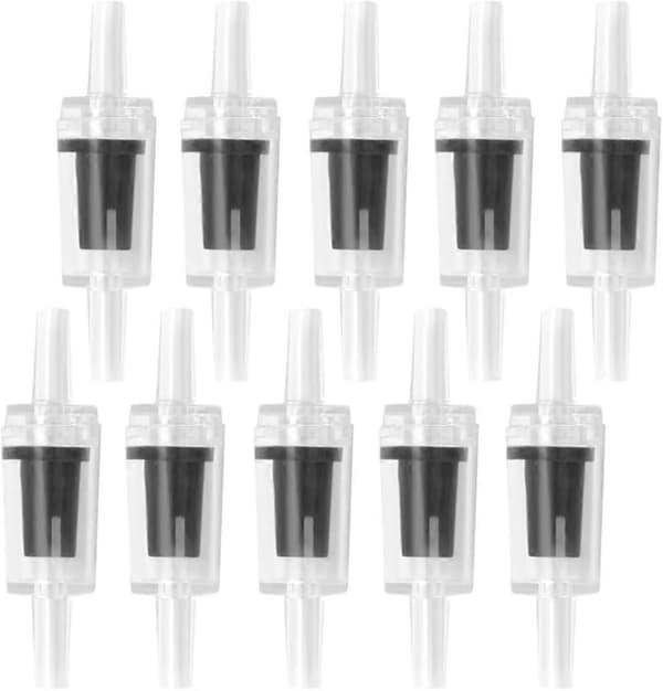 10 stycken backventil akvarieluftpump backventiler, transparent plast envägs backventil för akvarium-svart (4mm)