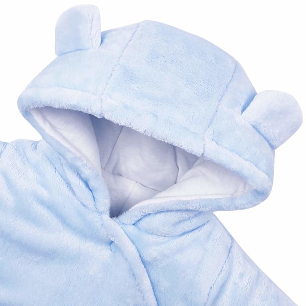 Baby vinter fleece huva onesie tjej pojke snödräkt varm onesie blå 0-3 månader