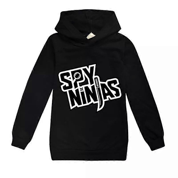 Ny Spy Ninja Hoodie för Pojkar och Flickor, Casual Långärmad Tröja med Huvtröja för Barn Black 7-8Years
