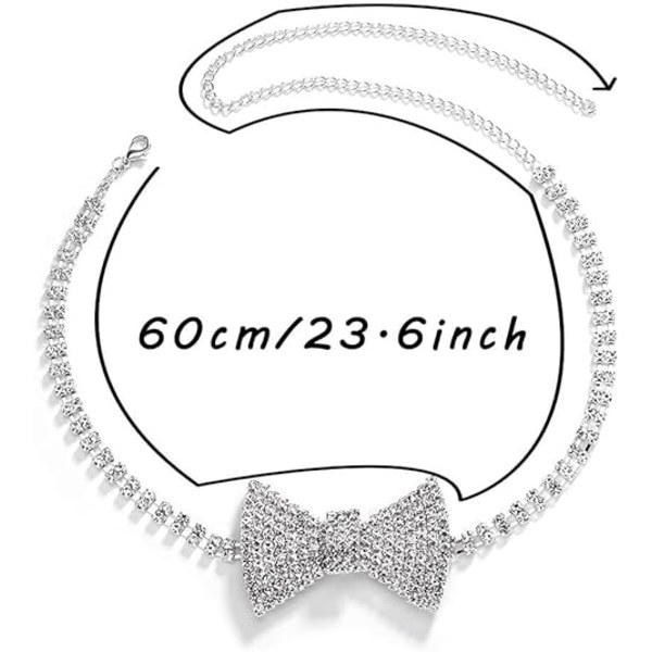 Boho Rhinestone Choker Halskæde Sølv Krystal Sløjfe Halskæder Fest Smykker Tilbehør til Kvinder og Piger