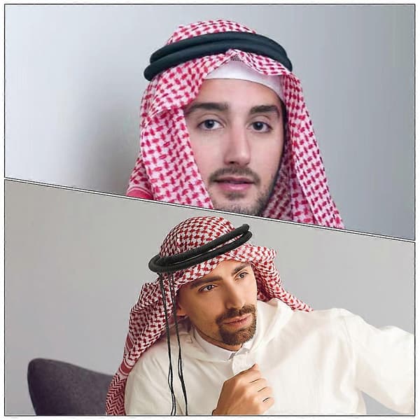 Arabisk hodeplagg for menn Arabisk skjerftau til fest 2 stk