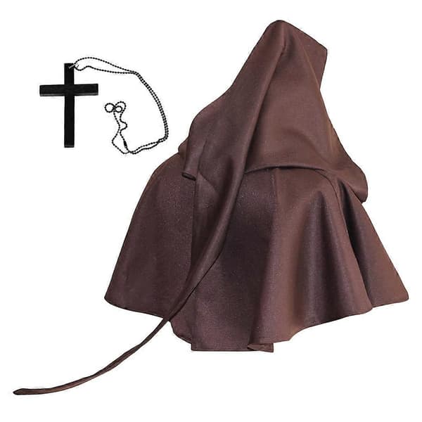 Heksehat med korshalskæde sæt Halloween religiøs kappe cosplay kostumer