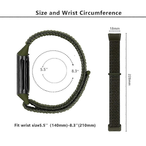 KALEBOL KLB-NLHH-001 Nylon Armband för Fitbit Charge 5/6 med Loop-fäste Style A
