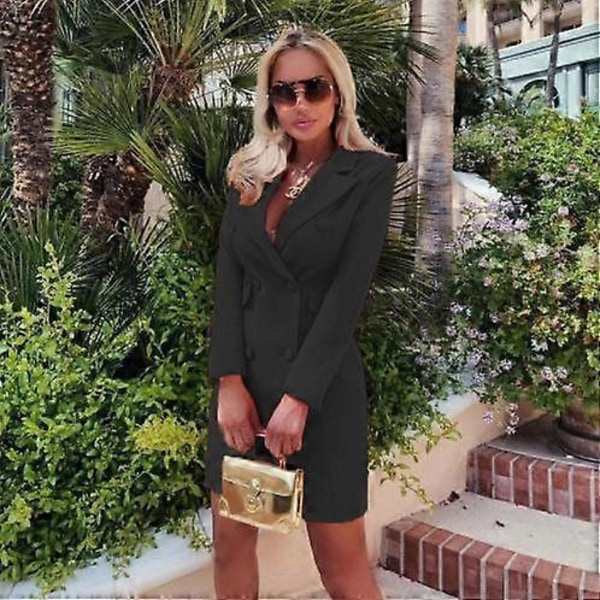 Lang Dobbeltradet Blazer - Dame Tøj Blazere black M