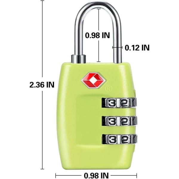 Matkatavaralukot (4 kpl) - 3-numeroinen yhdistelmälukot - Hyväksytty matkalukko matkalaukuille ja matkatavaroille (Vihreä1)