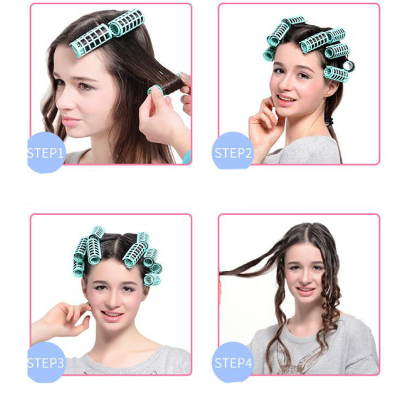 20 st Self Grip Hair Roller Set Frisörprullare DIY lockig frisyr för kvinnor Dam DIY Air Hårrullare