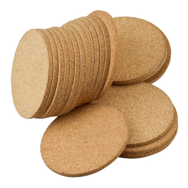 Round Retro Coasters Set of 10 Pcs Coasters Wood Cork Coasters 10cm Coasters Suitable for Home Restaurant Office