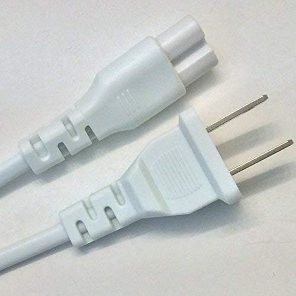 5ft lang hvid 2 polet AC strømkabel kabel stik