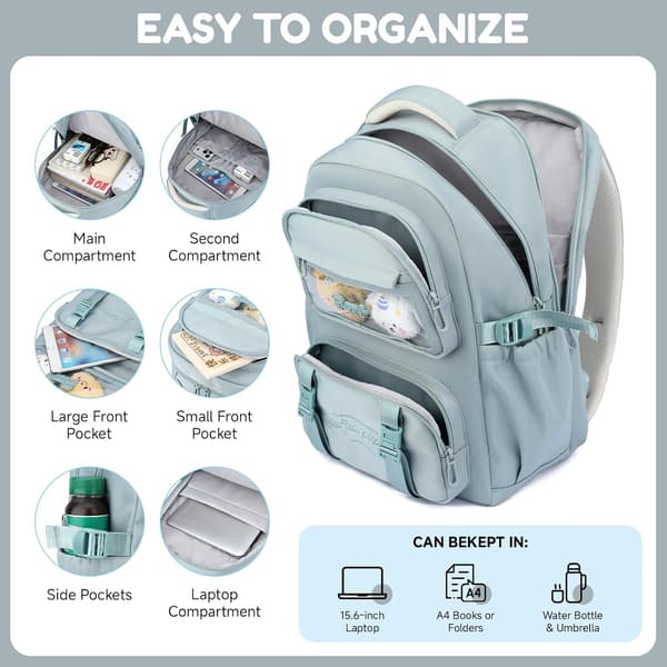 School Backpack for Girls, Middle School Backpack for Girls and Girls Basic Backpack, Casual Large Backpack, Accepts 15.6 Inch Notebook, for G Blå