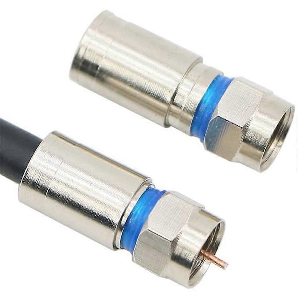 Kompression RG6 F-konnektor koaksial koaksialadapterkonnektor til satellit- og kabel-tv (50-pak)