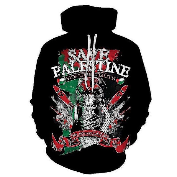 Gratis Palestina Flagga Tryck Hoodie Tröja TMW121-17 XL
