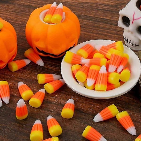 50 stk Halloween Resin Candy Corn Kunstig 3d Candy Corn Perle Høst Faux Corn Scrapbooking Pynt