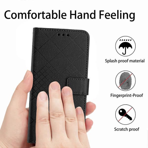 Wallet Case for TCL 60R 5G, Embossed PU Leather, Flip Case (Black)