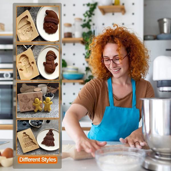 Træ Cookie Form, Jul Træ Mønstret Cookie Cutter Prægningsform, Peberkage/Julemand/Juletræ/Snemand 3D Tryk(Snemand)