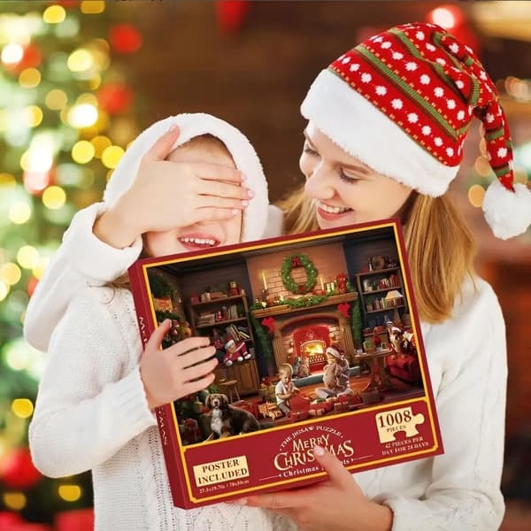 Adventskalender - Pussel 1008 Bitar - Julkalender 2025 MultiColor MultiColor Hund - 8002
