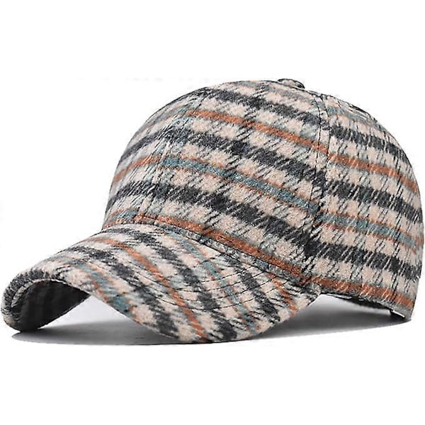 Plaid-Uld-Baseball-Cap Tartan Herre Dame - Flad Justerbar Far-Hatte til Efterår-Vinter