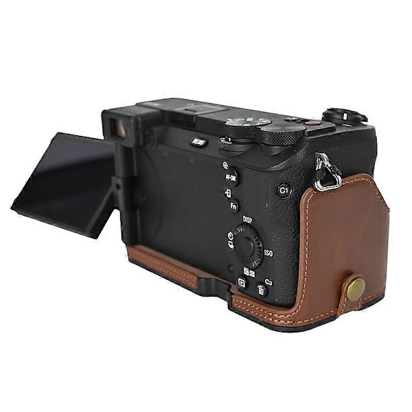 Typ D För Sony A6700 PU Läder Bottenfodral Halv Kroppskamera Skyddande Omslag Style B