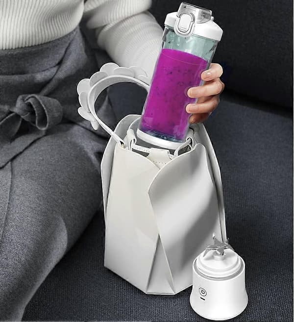 Bærbar blender 20 oz USB genopladelig med 6 knive til smoothies og shakes sort