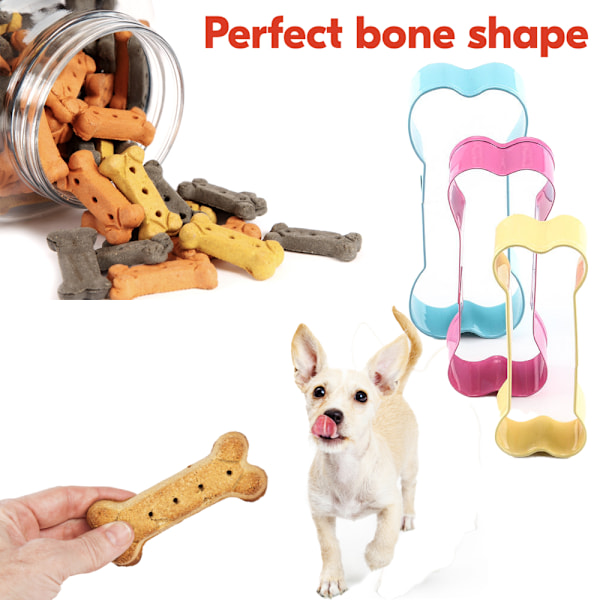 Set med hundbenformade kakformar, hemmagjorda hundkexformar, belagda med mjuk PVC för skydd