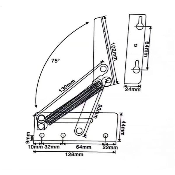 80 Degree Scissor Hinge, Cold Rolled Steel Folding Support Hinges for Cabinet Doors, Bed and Sofa