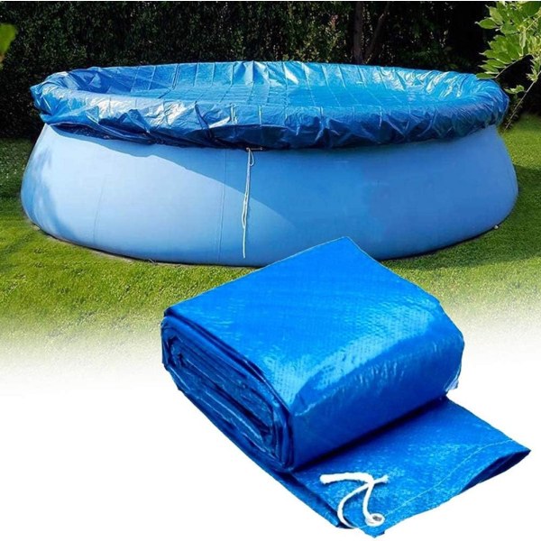 Rund poolcover diameter 183cm, solardækken til pool, beskyttende poolcover, vandtæt, vindtæt, holdbar, anti-støv, stræktov til rund