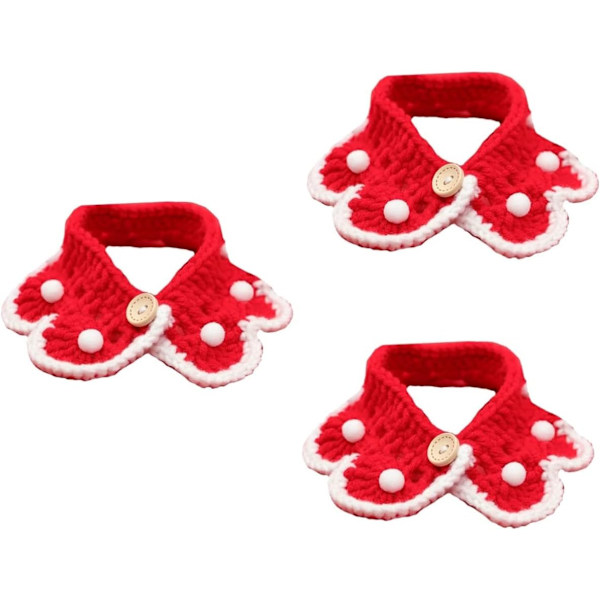 3 kpl lemmikkien huivia Tyttöjen kaulakoru Liivit Puuvillakoriste Koiran kaulapanta Koiran bandana Kissan huivi Pennun kaulahuivi Koristeet Jouluneule -M 25-30cm