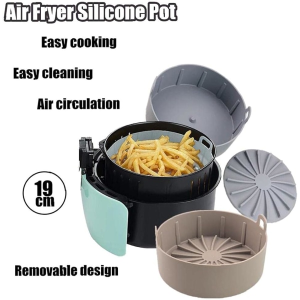 Silikonpanne Air rod Air kurv Erstatning luftpanne Wrapper Airfryer tilbehør L Grå, Kjøkken airfryer