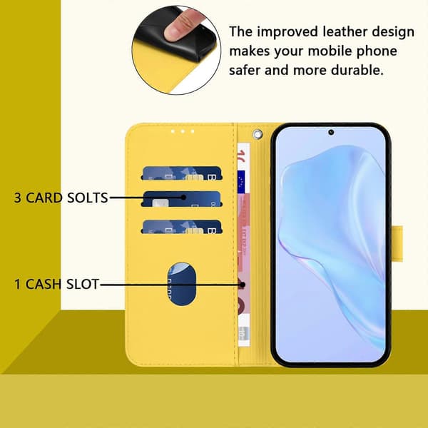 Lærfølelse-deksel til Samsung Galaxy S23 5G (sitron gul)