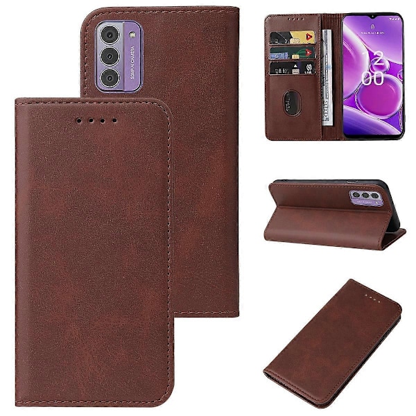 Magnetisk Stängning Läder Telefonfodral Brown For Nokia G42