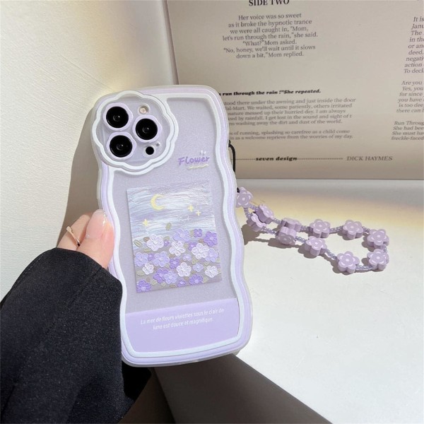 Kompatibel med iPhone 11 Pro - case med söt lila blommig blommönsterdesign Estetisk kvinna tonåring flickor blomlinsskydd