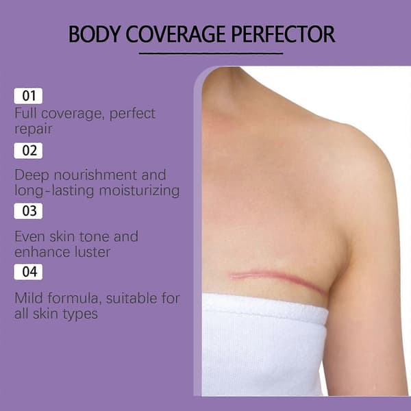 Kroppstäckande Perfector med Borste | Vattentät & Överföringsresistent Kroppsmakeup, Långvarig Tatueringstäckande Kräm för Ben & Kropp, Full Täckning Kr A