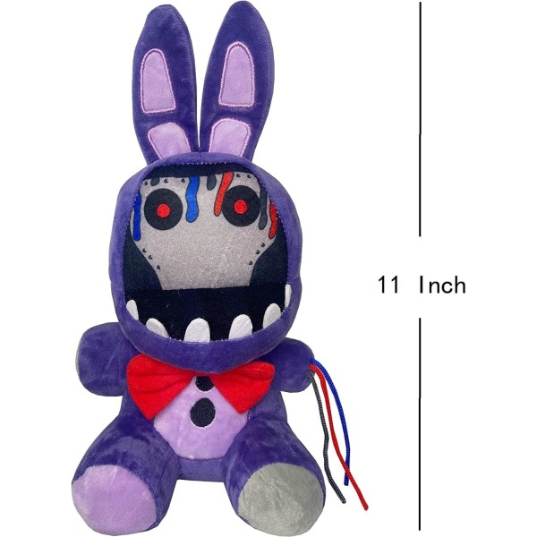 Visnet lilla kanin plysjleker, 11 tommer FNAF Security Breach Bonnie dukke, samleobjekt Nightmare Freddy plysjleker  (Visnet lilla kanin)