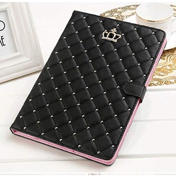 Etui til iPad 9.7 2018 2017/ iPad Air 2, Diamond Cute Elegant PU Læder Smart Auto Etui til Apple iPad 5th/6th/iPad Air (Sort)