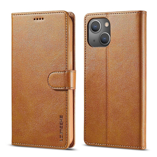 Til iPhone 14 LC.IMEEKE Kalvetekstur Horisontal Flip Læderetui Yellow