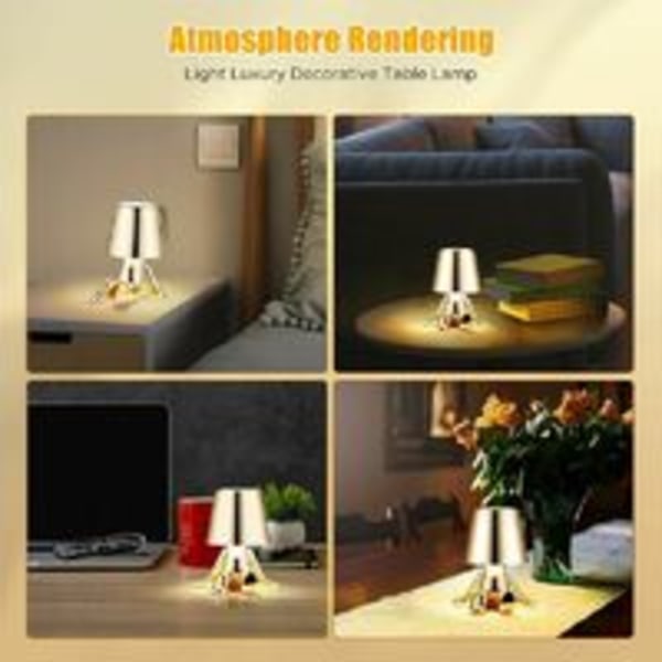 Lampa Guld Trådlös USB Laddning Bärbar LED Skrivbordslampa för Sovrum Vardagsrum Kontor-Mr Who