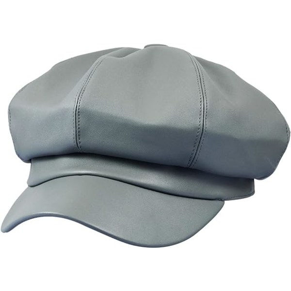 Nyhetspojkekepsar för kvinnor, PU-läder Cabbie Painter Hat Gatsby Ivy Beret Cap